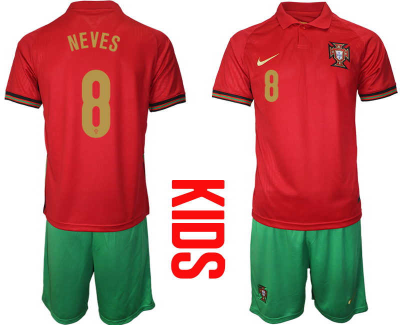 2021 European Cup Portugal home Youth #8 soccer jerseys->youth soccer jersey->Youth Jersey